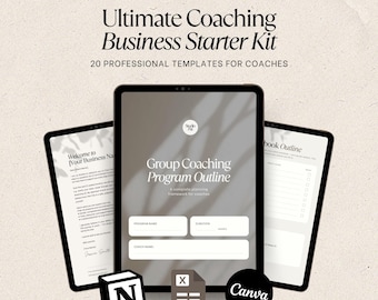 Ultimate Coaching Business Starter Kit | Coaching Templates Bundle | Client Intake Form, Contract, Invoice, Session Notes, Canva & Notion