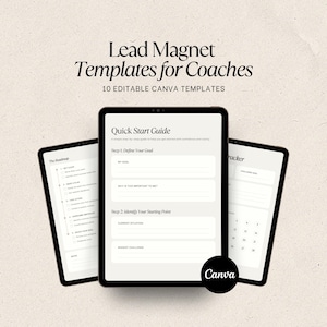 Lead Magnet Templates for Coaches | Canva Freebie Bundle | Checklist, Workbook, Guide & Tracker Templates | Editable Canva