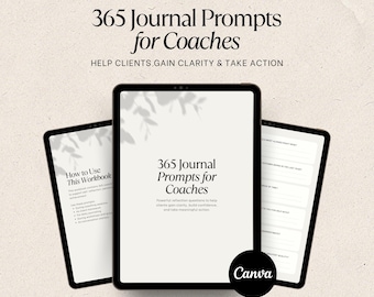 365 Sugestões de Diário para Coaches | Caderno de Exercícios de Coaching em PDF | Perguntas para Reflexão | Tarefa para o Cliente | Modelo do Canva