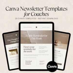 Canva Newsletter Templates for Coaches | 20 Email Marketing Templates | Welcome Email | Coach Business Bundle | Editable Canva