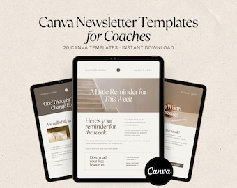 Canva Newsletter Vorlagen für Coaches | 20 E-Mail Marketing Vorlagen | Willkommens-E-Mail | Coach Business Paket | Bearbeitbare Leinwand