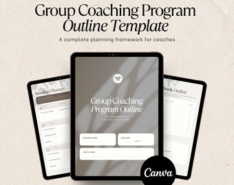 Modelo de Estrutura de Programa de Coaching em Grupo | Planejador de Programa de Coaching de 8 Semanas | Modelo para Coach no Canva | Download Digital para Coach de Negócios