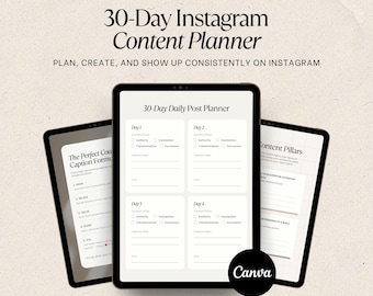 Planejador de conteúdo para Instagram de 30 dias para coaches - Modelo Canva - Minimalista Bege