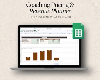 Planilha para Cálculo de Preços de Coaching | Planejador de Receita para Coaches | Guia de Precificação | Modelo de Pacote de Coaching