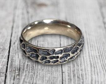 925 Sterling Silver Morel Mushroom Ring: Nature Inspired Wedding Band