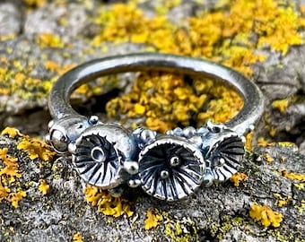 Sterling Silver Mushroom Ring: Nature Inspired Fungi Jewelry