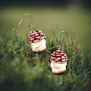 Toadstool Mushroom Earrings: Handmade Polymer Clay Mushroom Jewelry