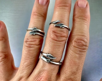 Sterling Silver Twig Ring: Nature Inspired Open Band