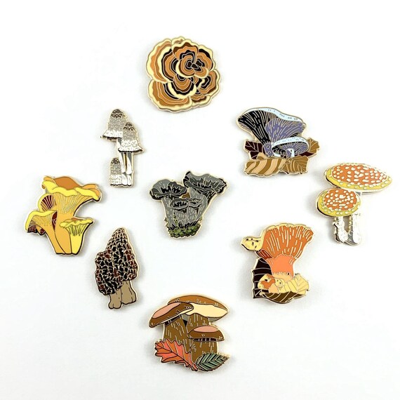 9 Mushroom Enamel Pin SetMushroom PinsMushroom Etsy