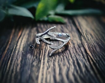 Sterling Silver Deer Antler Ring: Nature Inspired Jewelry