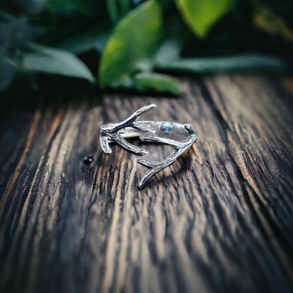 1 Carat 925 Sterling Silver Deer Antler Ring