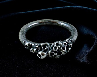 Custom Sterling Silver Lichen Ring: Nature Inspired Mushroom Jewelry
