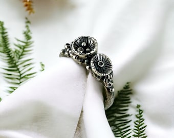 Sterling Silver Mushroom Ring: Rustic Nature Inspired Jewelry