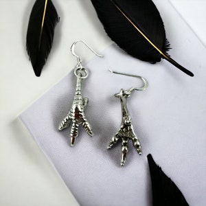 Sterling Silver Raven Claw Earrings,Silver Bird Foot Earrings,Bird Claw Earrings,Silver Bird Talon Earrings,Bird Jewelry,Crow Jewelry,Calw