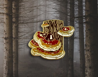 Pin de esmalte duro con forma de hongo Reishi: Regalo con forma de hongo