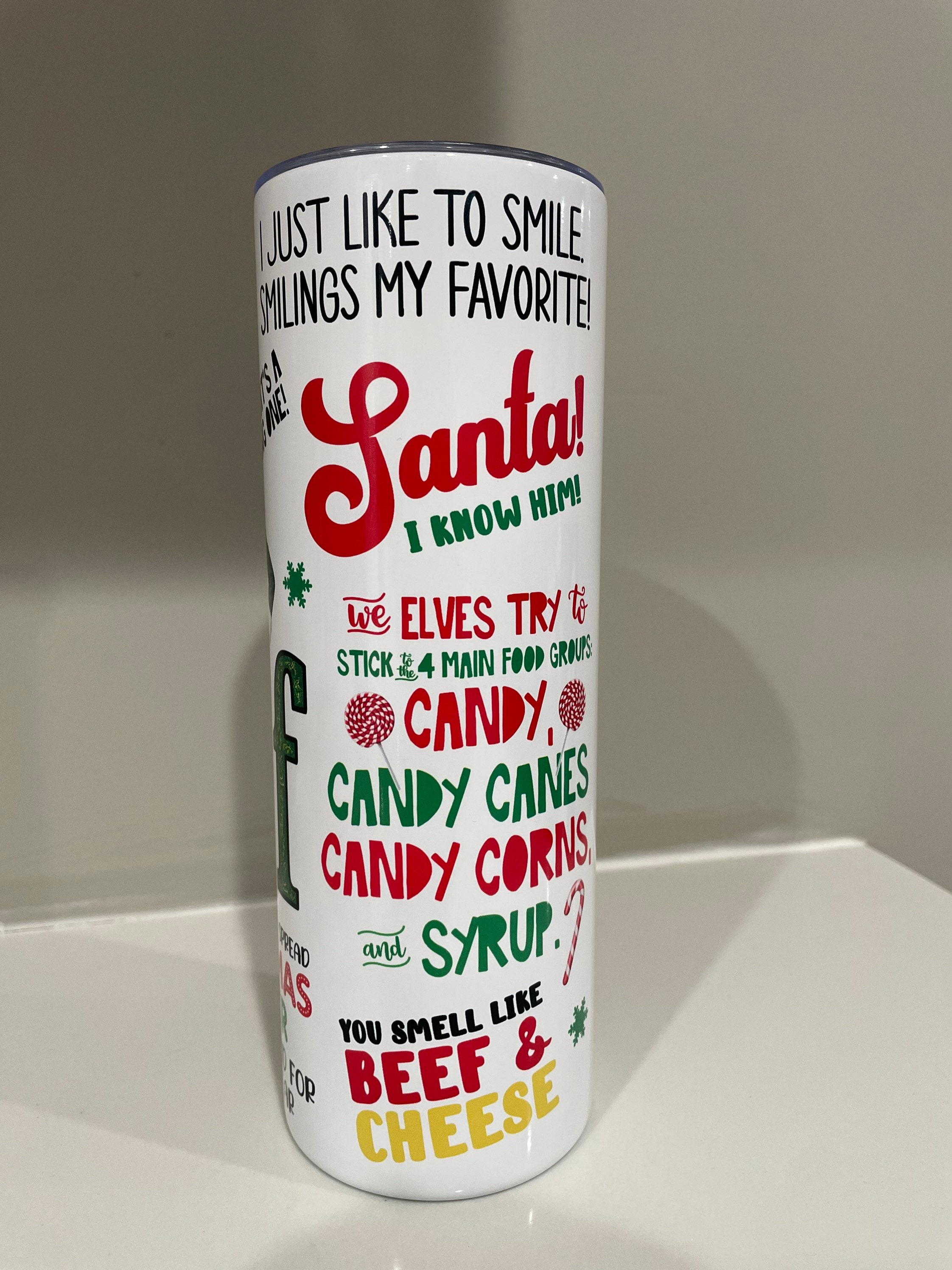 Smiling Is My Favorite 20oz Glitter Straw Cup From Elf The Movie