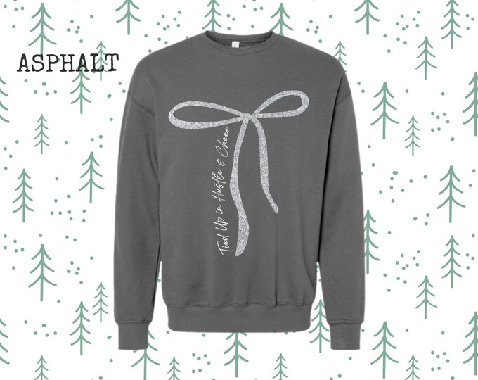 CLW Fitness Hustle Glitter Bow Crewneck