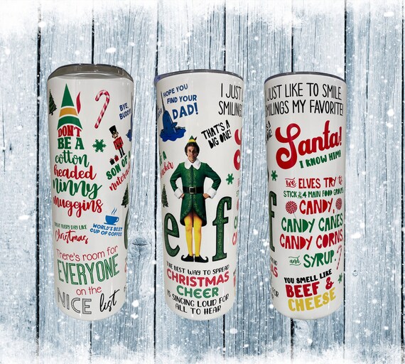 Merry Christmas tumbler cup 20oz skinny NEW Elf stainless steel