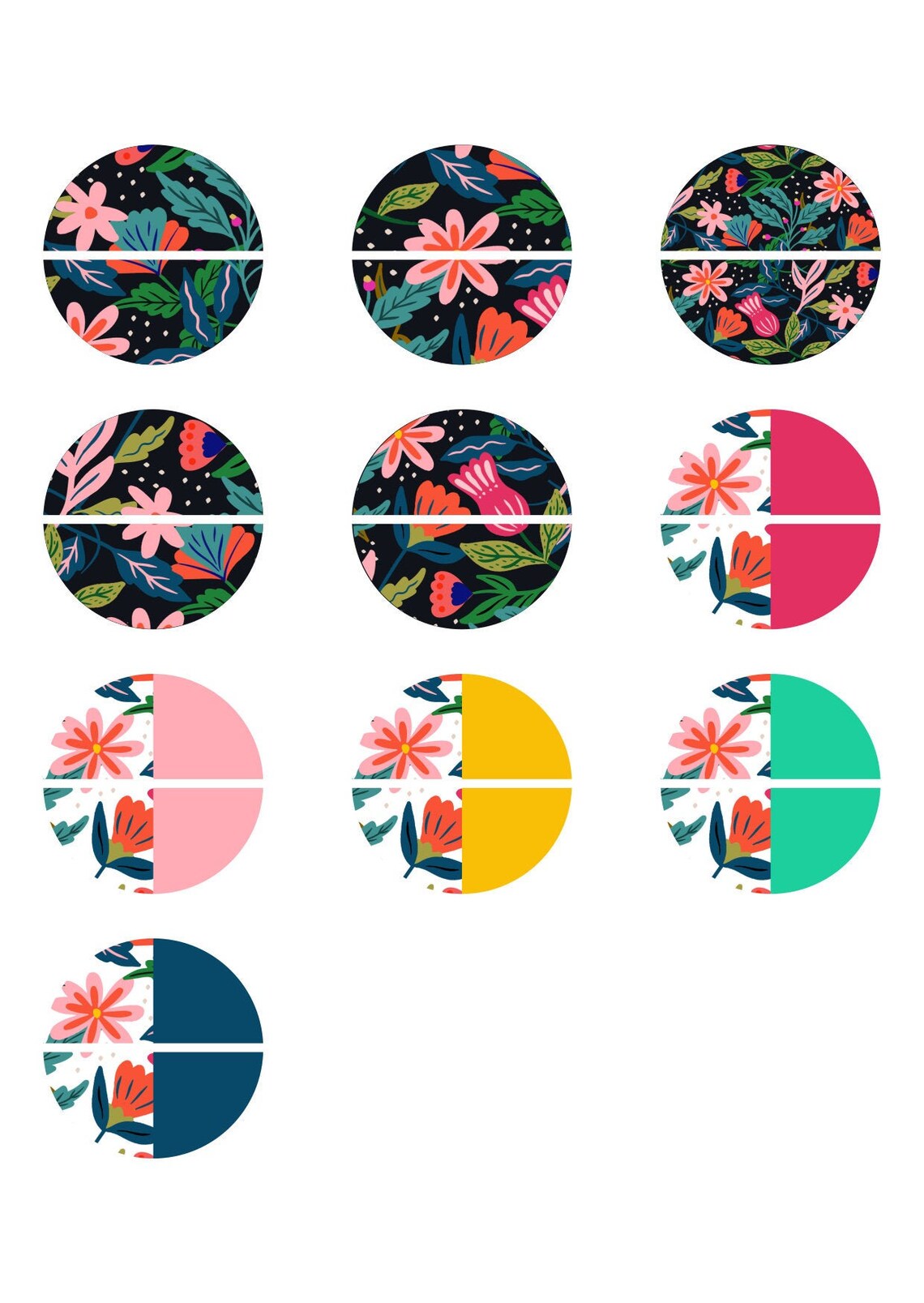 Digital round cabochon template 25mm 10 different flower | Etsy
