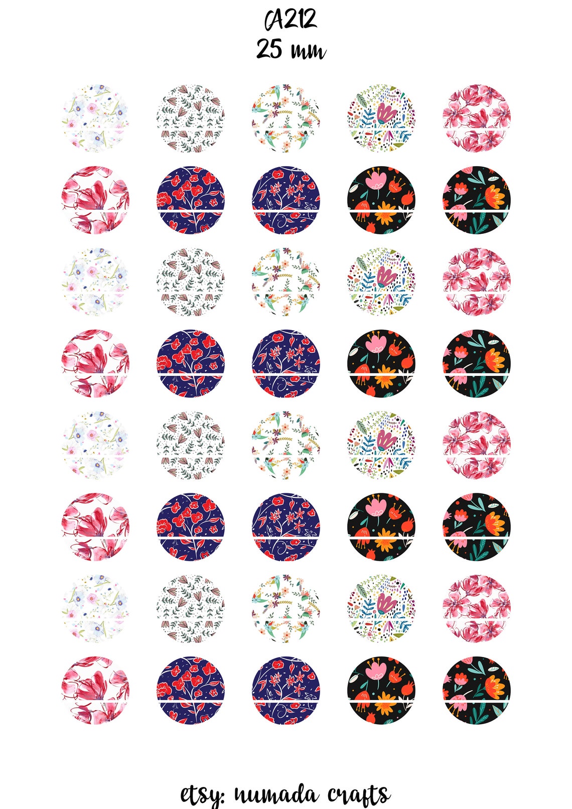 Digital round cabochon template 25mm 10 different flower Etsy Digital round cabochon template 25mm 10 different flower Etsy