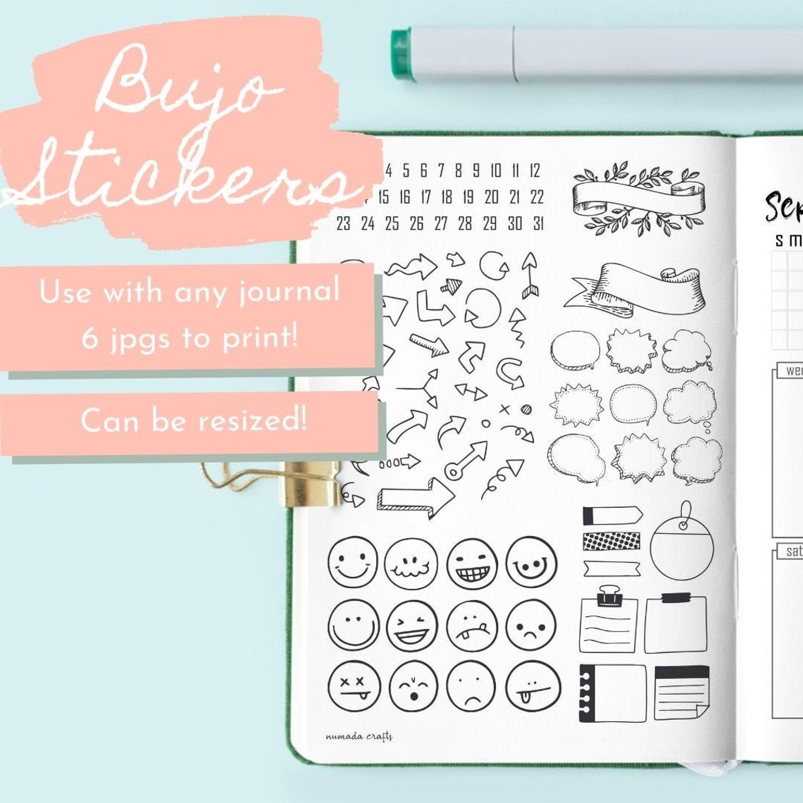 Minimalist Black and White DIGITAL Bujo Stickers ready to | Etsy