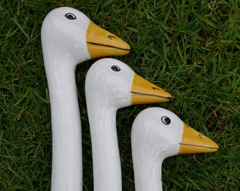 Garden stake ceramic | Set of 3 goose medium | Frostproof | Decoration | Gift | Ceramic figure | Garden ornaments | Ceramic goose