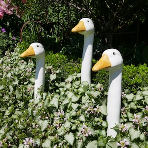 Garden stake ceramic goose large Frostproof Outdoor decoration Garden ornaments Garden decoration Garden ceramics Hand painted Ceramic goose image 1