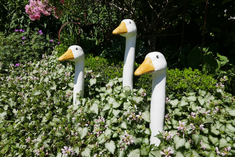 Garden stake ceramic goose large Frostproof Outdoor decoration Garden ornaments Garden decoration Garden ceramics Hand painted Ceramic goose image 1