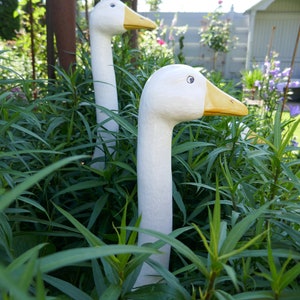 Garden stake ceramic goose large Frostproof Outdoor decoration Garden ornaments Garden decoration Garden ceramics Hand painted Ceramic goose image 2