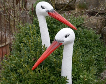 Gartenstecker Keramik Storch | Frostsicher | Keramikvogel | Gartenschmuck | Gartenkeramik | Keramiktier Garten | Geschenk Geburt