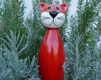 Gartenstecker Keramik Katze Orange | Keramik für den Garten | Keramikschmuck | Gartenkeramik | Deko | Dekoration | Geschenk