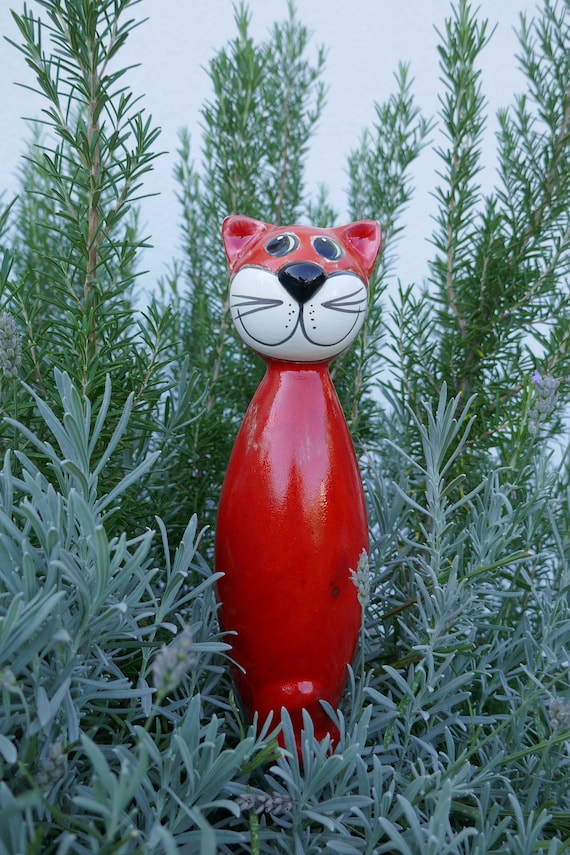 Gartenstecker Keramik Katze Orange Antik | Keramik für den Garten | Keramikschmuck | Gartenkeramik | Deko | Dekoration | Geschenk