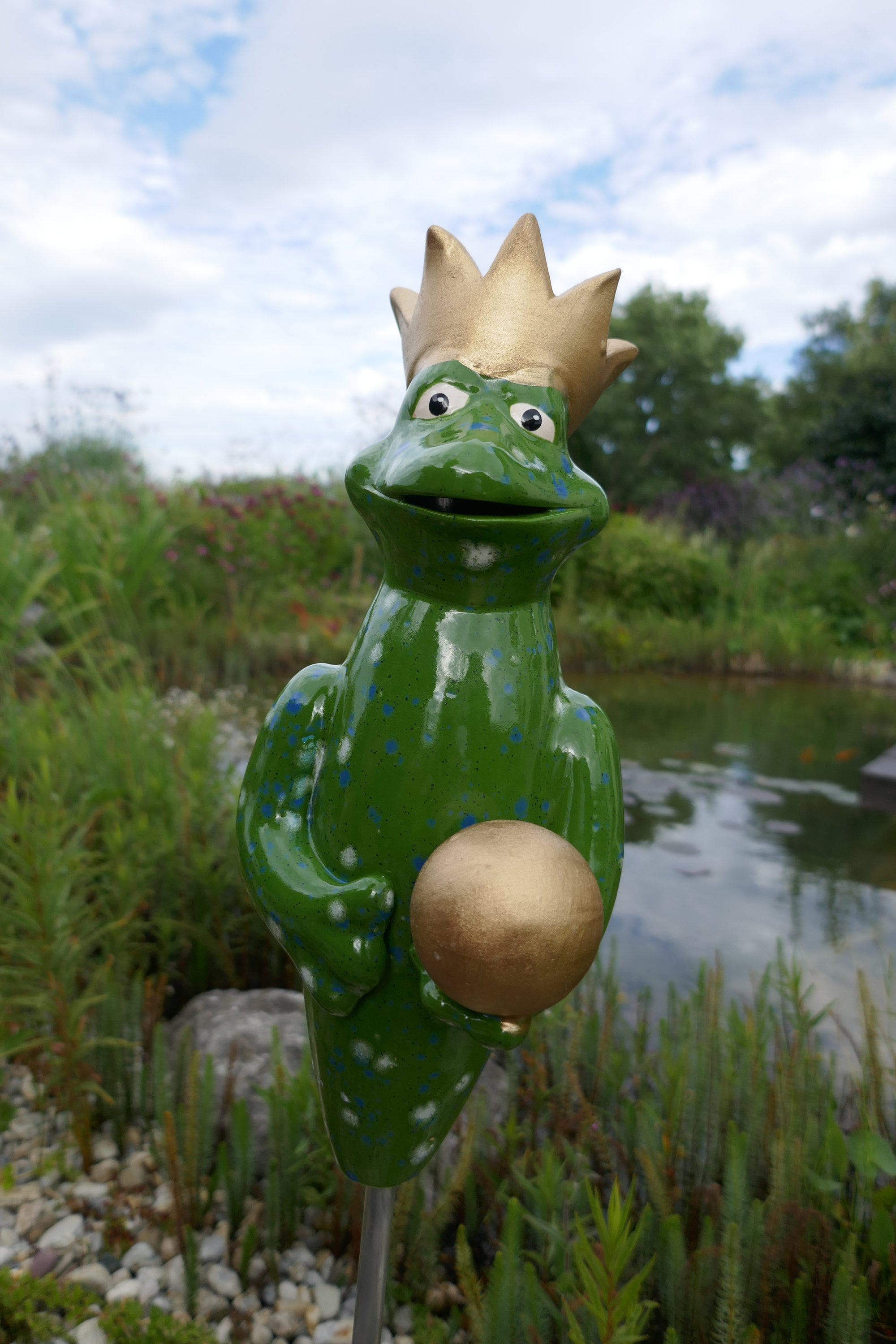 Gartenstecker Froschkönig – Metall Rost Figur, 20 Cm Hoch (inkl. Stecker), Edelrost Gartendeko