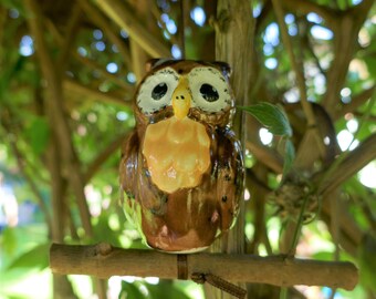 Keramik Eule mini braun | Keramikvogel | Gartenfigur | Gartendeko Gartenschmuck Garten Gartenkeramik Tierfigur Gartendekoration Keramikvogel