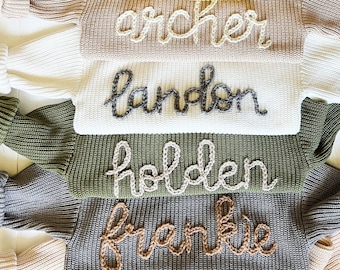 Personalized Hand Embroidered Baby and Toddler Name Sweaters // Baby Boy Name Sweaters // Personalized Baby Gift