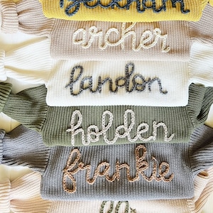 Personalized Hand Embroidered Baby and Toddler Name Sweaters // Baby Boy Name Sweaters // Personalized Baby Gift