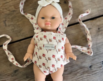 Peony Floral Baby Doll Carrier | Minikane Paola Reina Doll Bed | Baby Doll Front Pack| Boutique High End Doll