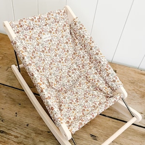 Ditsy Floral Baby Doll Rocker | Minikane Doll Rocker | Boutique High End Doll Furniture