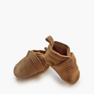 Baby Doll Brown Leather Moccasins  |  Baby Doll Slippers | Minikane Doll Clothing | Boutique High End Doll