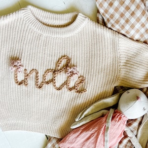 Personalized Hand Embroidered Baby and Toddler Sweaters image 3