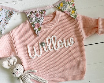 Personalized Hand Embroidered Baby and Toddler Sweaters