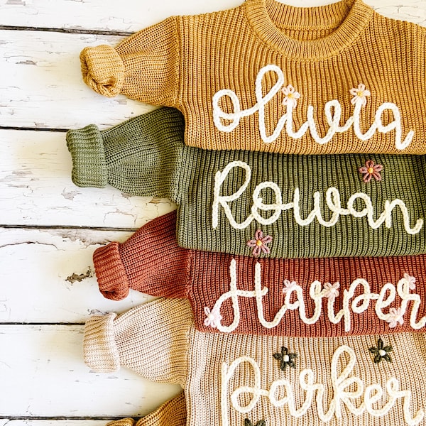 Personalized Hand Embroidered Baby and Toddler Sweaters