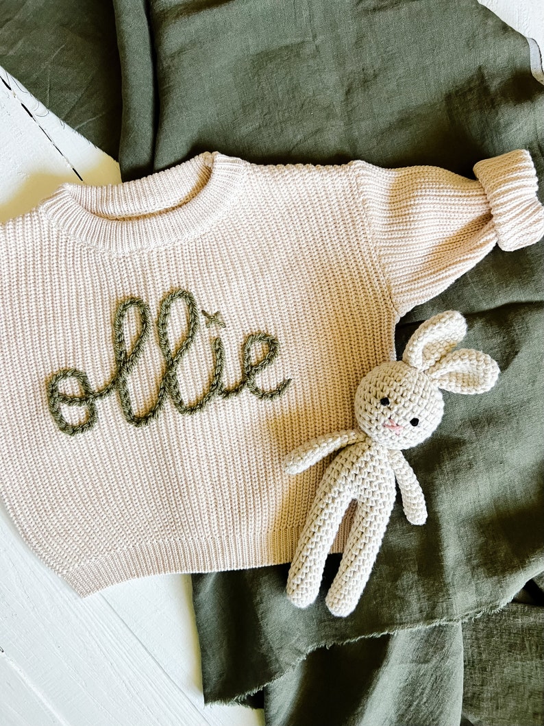 Personalized Hand Embroidered Baby and Toddler Sweaters Baby Boy Sweater with Star image 3