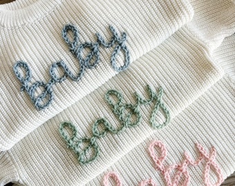 Personalized Hand Embroidered Baby Sweaters // Baby Shower Gift // Pregnancy Announcement