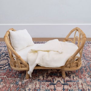Cotton Muslin Doll Bedding ONLY for High End Rattan Doll Furniture