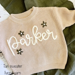 Personalized Hand Embroidered Baby and Toddler Sweaters image 5