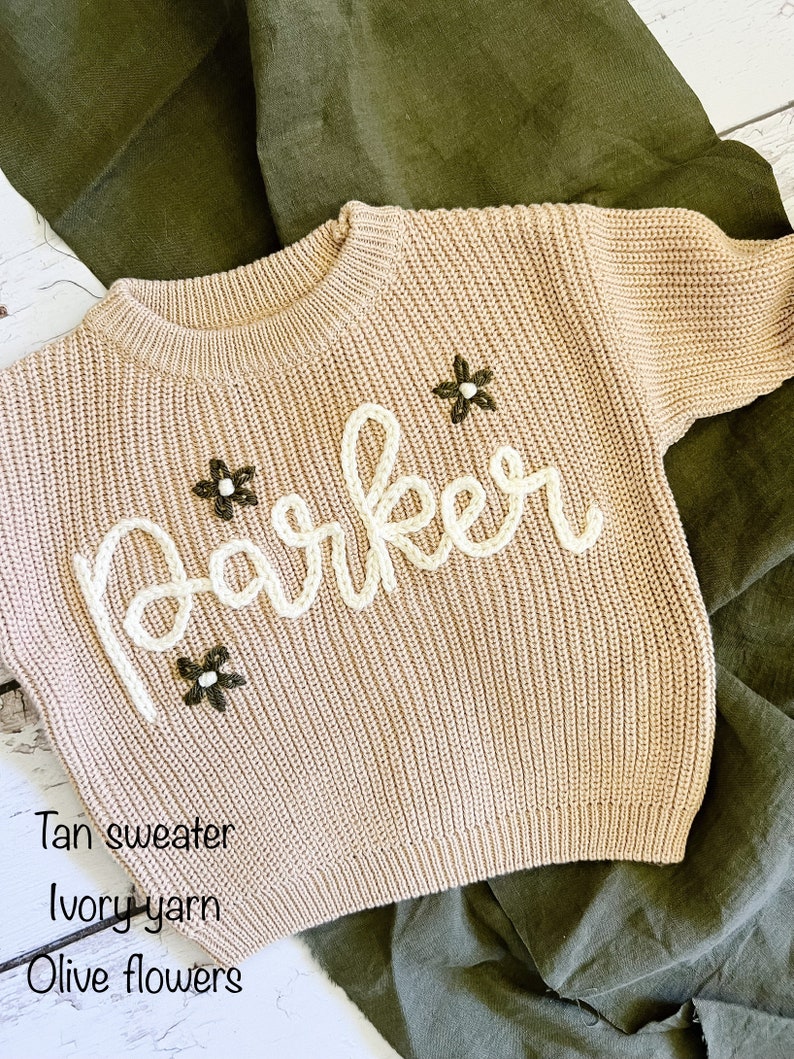 Personalized Hand Embroidered Baby and Toddler Sweaters image 5