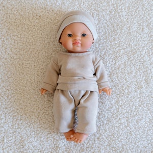 Cream Doll Pink 3 Piece Sweat Outfit  |  Baby Boy Doll Clothing | Minikane Doll Clothing | Boutique High End Doll