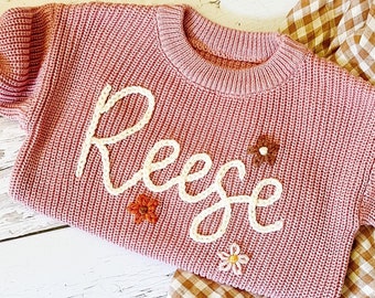 Personalized Hand Embroidered Baby and Toddler Sweaters