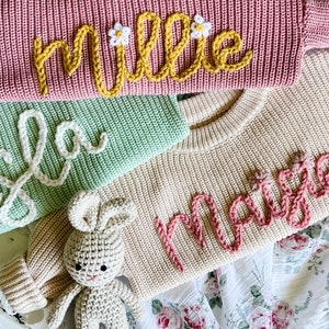 Personalized Hand Embroidered Baby and Toddler Sweaters image 2